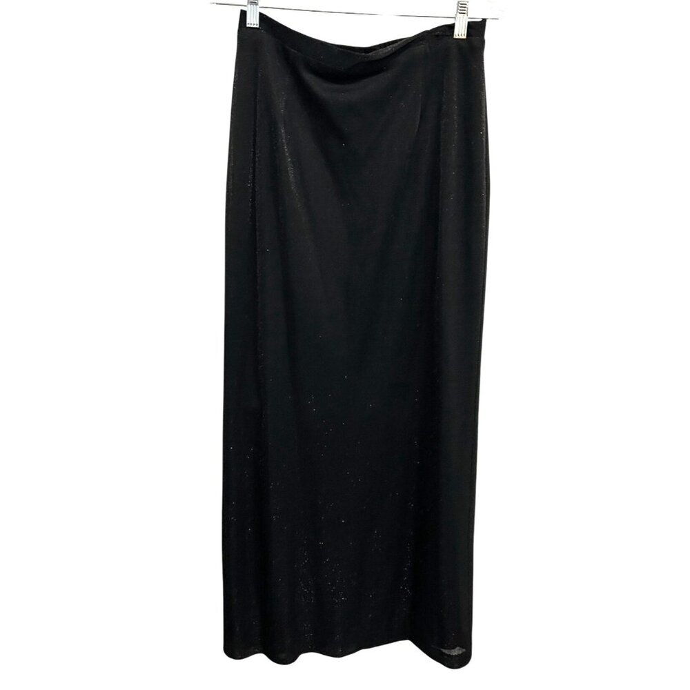 Vintage 90s After Dark Womens Black Sparkle Long Pencil Skirt Size Medium